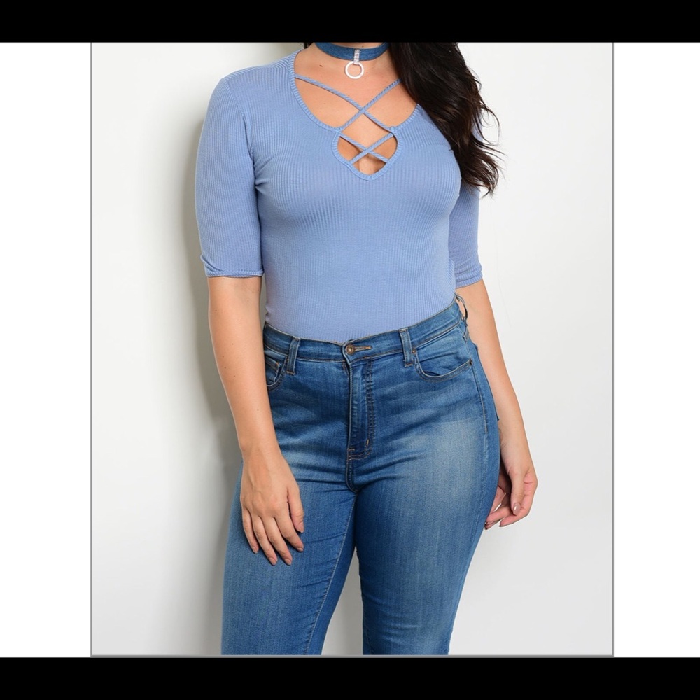 💙💜New Plus Size 1X 2X 3X Bodysuit lace up front - Picture 4 of 5